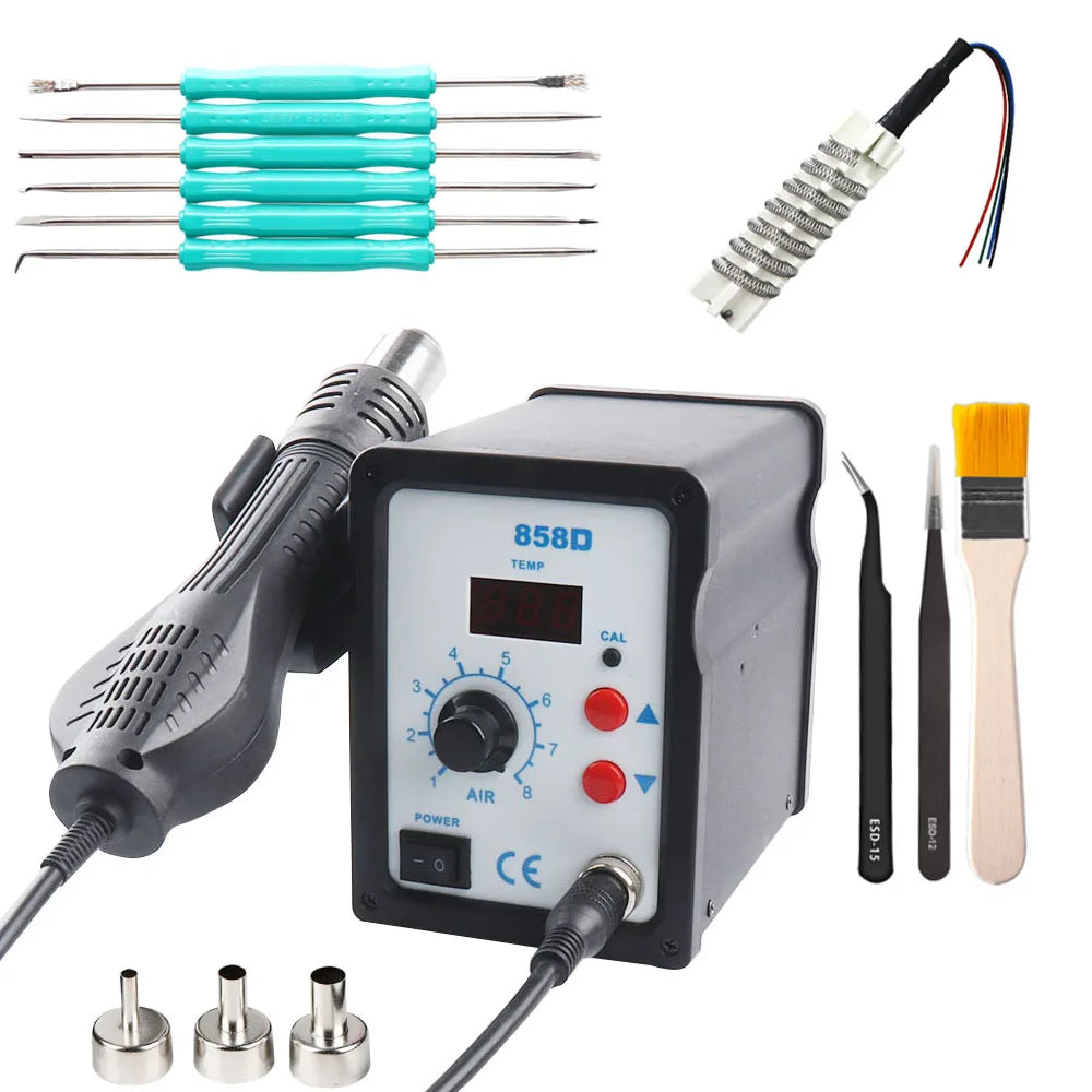 Hot Air Gun 858D BGA Rework Solder Station Blower Hair Dryer Hairdryer Soldering Heat Gun For SMD SMT Welding Repair