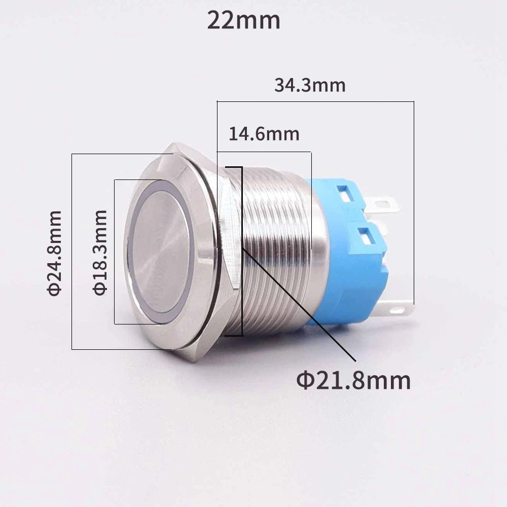 16mm 19mm 22mm Metal Power Supply Switch Push Button PC Pulsador Car Engine Backlit 3v 6v 12v 24v 220v Momentary Start Stop LED