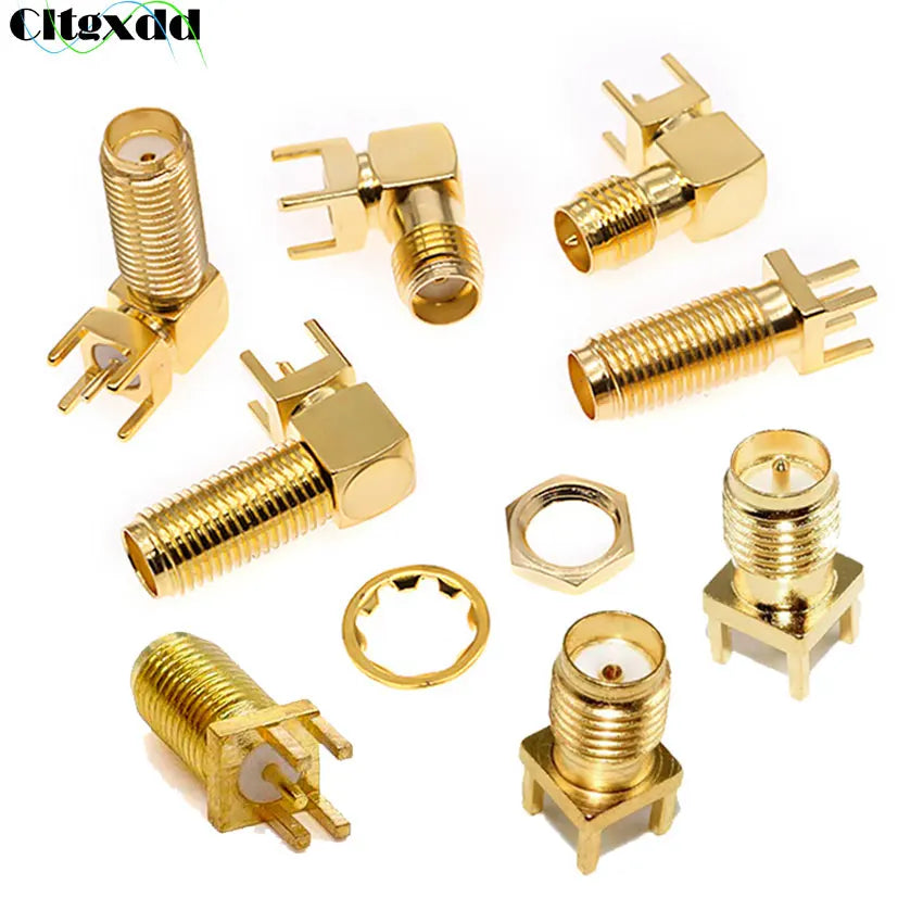 Cltgxdd 1/5/10pcs SMA-KE/KWE SMA Female Jack Adapter Solder Edge PCB Mount Antenna Base RF Copper Coaxial Connector Plug Socket