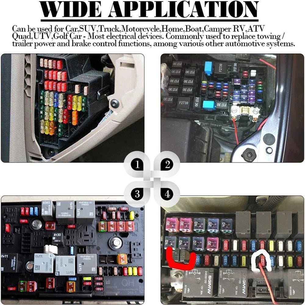 10 Piece Automotive Low and High/Standard Box Fuse 20A 30A 40A 50A 60A Fuse Combination Kit for Pickup Trucks, Cars and SUV