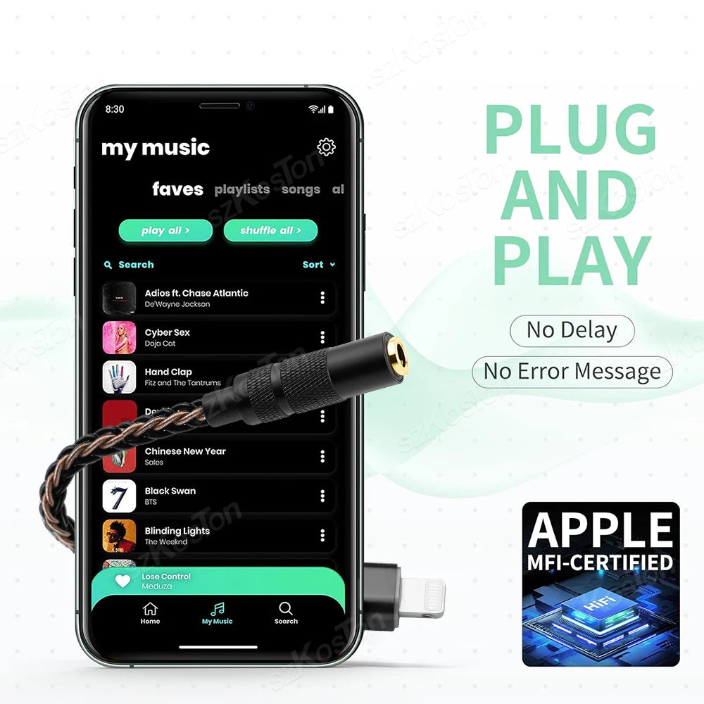 HiFi Audio Adapter Cable for Lightning to 3.5mm Headphone Amplifier Original C100 Chip DAC Audio Decoder for iPhone 14/13/12/11