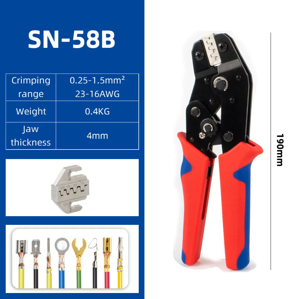 Crimping Tool For Dupont JST MOLEX Terminals,No/Pre Insulated Ferrules,Butt Connectors,Solar & Coax Connectors SN-58B 2549 2546B
