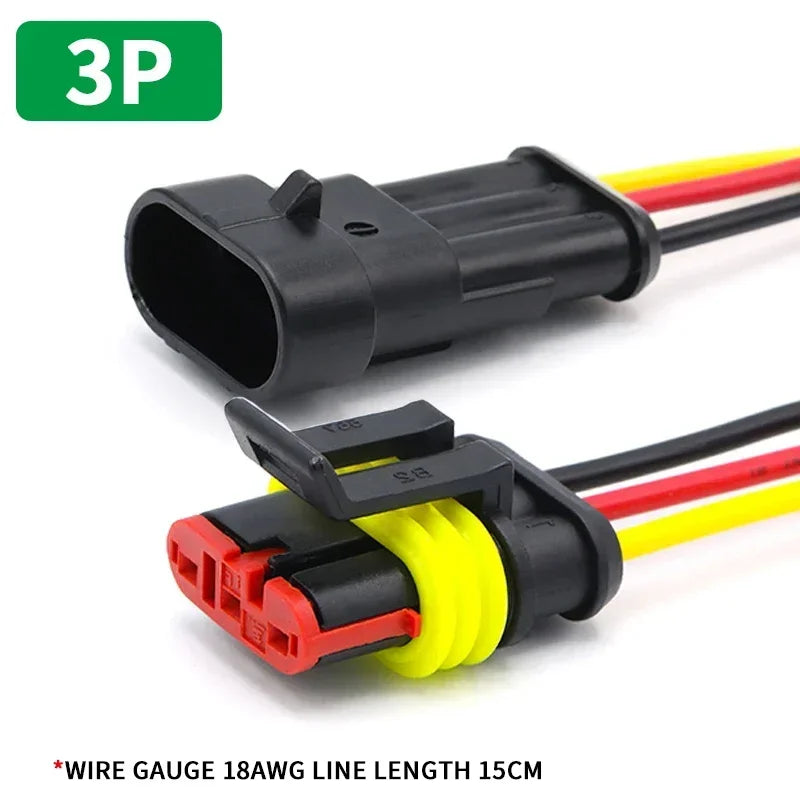 5/20/100 Sets 1/2/3/4/5/6 Pin Way Waterproof Electrical Wire Connector Plug 1.5mm Terminals 2Pin HID Plug Auto Xenon Lamp Plug
