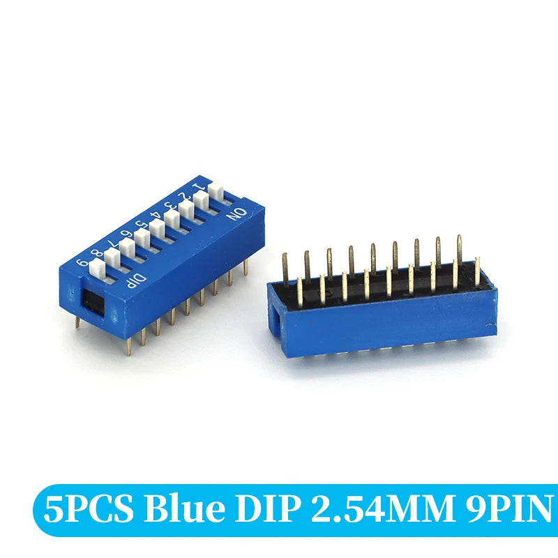 5PCS Blue Toggle Switch Spacing 2.54MM DIP Dial The Code Switch 1 2 3 4 5 6 7 8 9 10 12 PIN Quick Switch