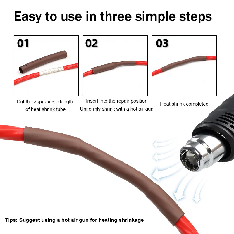 NEW-Color 2:1 Heat Shrink Tube 1 2 3 4 6 8 10 12 14 16 18 20 30 40 50mm DIY Wire Cable Repair Connector Wrap Insulated Sleeving