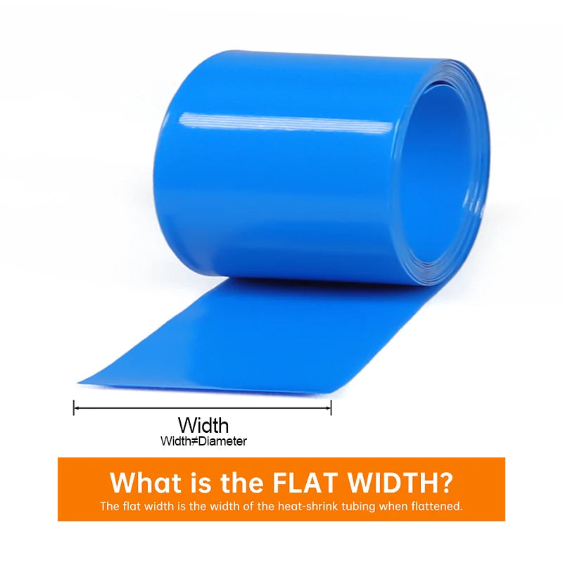 1/5m PVC Heat Shrink Tube Width 50mm ~ 500mm Blue 18650 Lipo Battery Pack Insulated Cable Sleeve Protection Battery Film Wrap