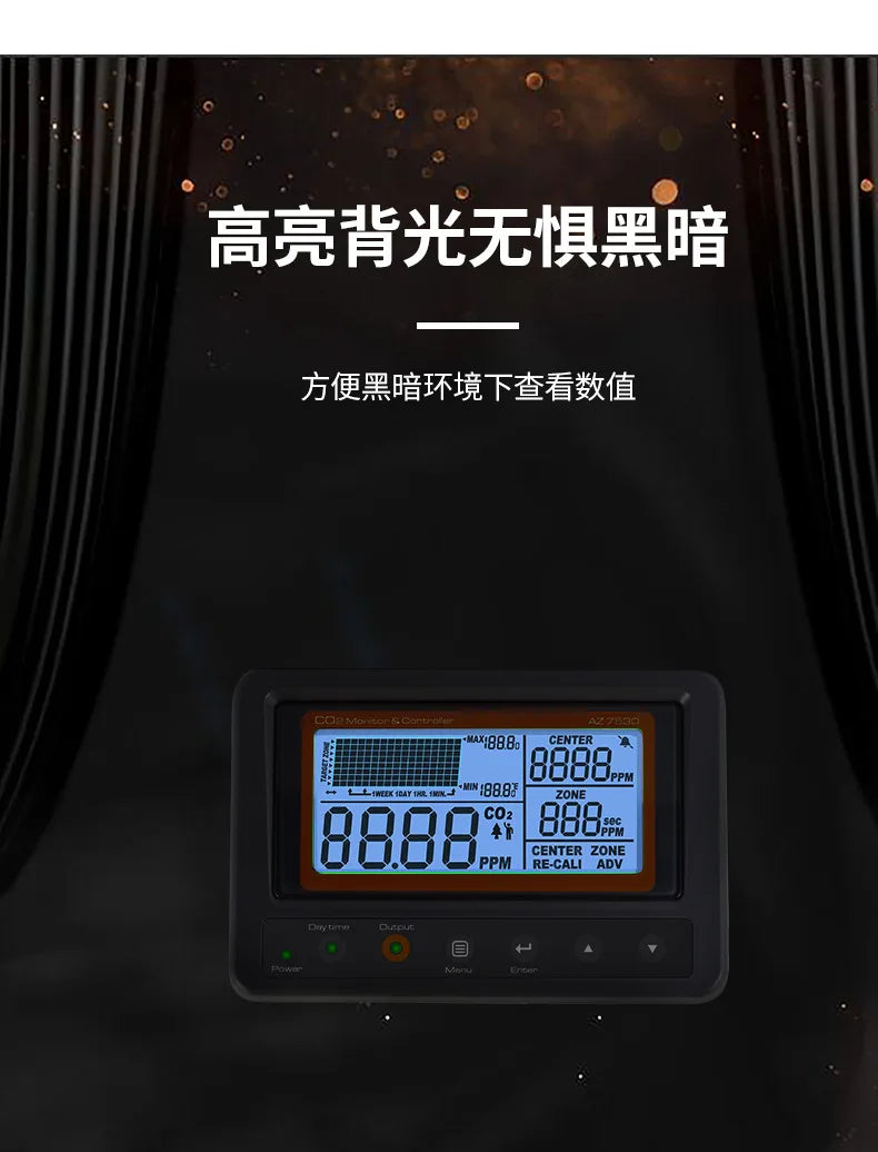 high precision Digital Wallmount Carbon Dioxide CO2 Controller IAQ Monitor w/ Relay Function & NDIR Sensing Probe for Green Hous