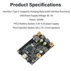 TWS Bluetooth Amplifier Module 2*10W Dual Channel Bass Enhancement Algorithm Amplifier Board Type C for DIY Audio Projects