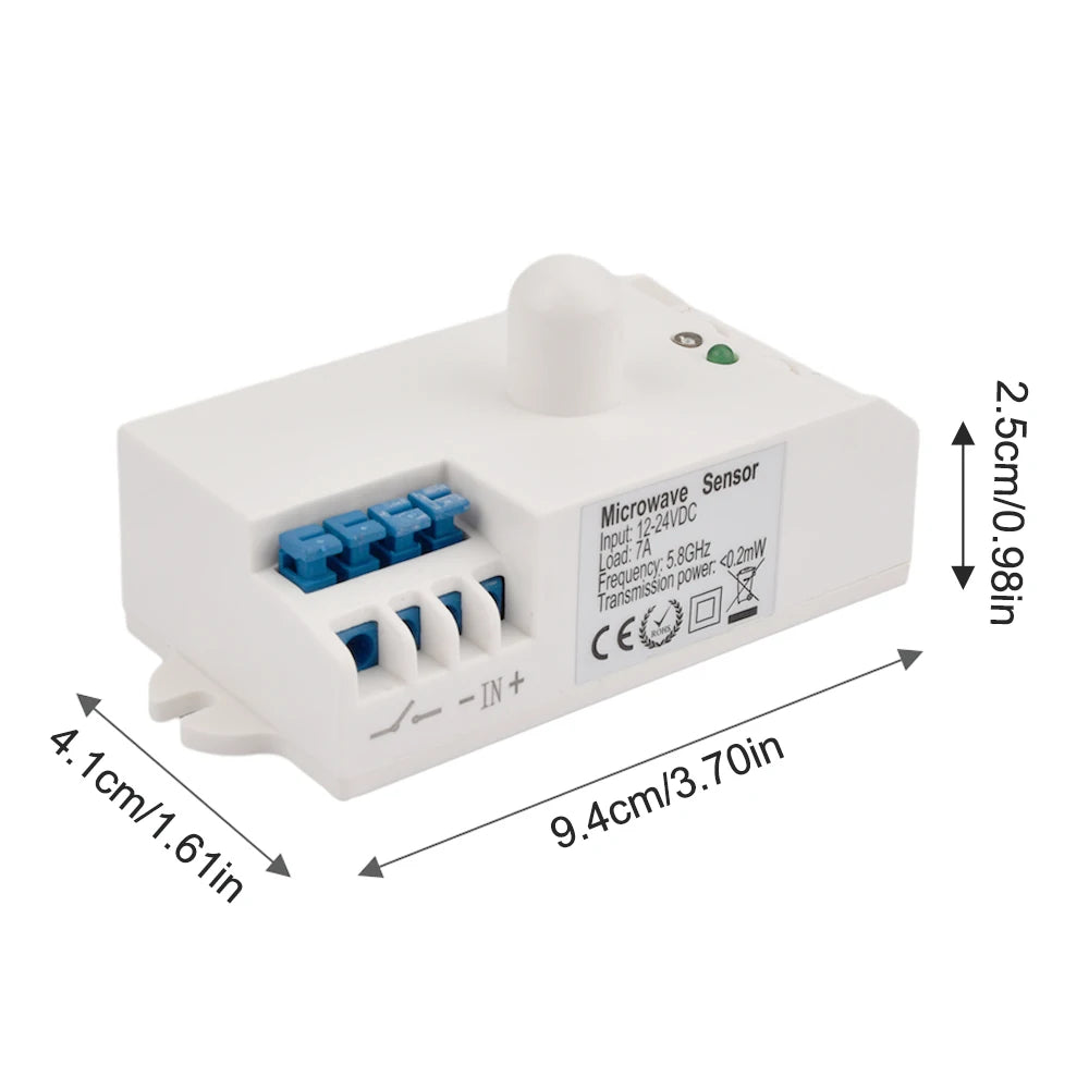 Indoor best quality microwave radar sensor light switch human movement DC12V-24V AC100V/220V-240V 5.8GHz with housing