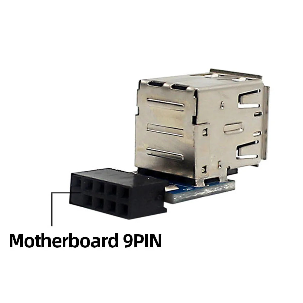 USB 2.0 Motherboard Header 9pin 10pin Motherboard to 2 Ports USB 2.0 Dual USB A 9 Pin Female Adapter Converter