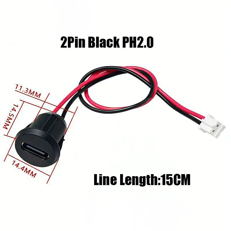 1/5PCS 2Pin 4Pin USB Type C Connector Jack Female With Card Buckle 3A High Current Charging Jack Port USB-C Charger Plug Socket