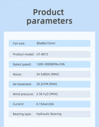 TEUCER 8015 Computer Case Fan 80mm/92mm 4-pin PWM High Airflow Ultra-thin Cooling Fan 1200-3000RPM Cascadable FDB Bearing Fan
