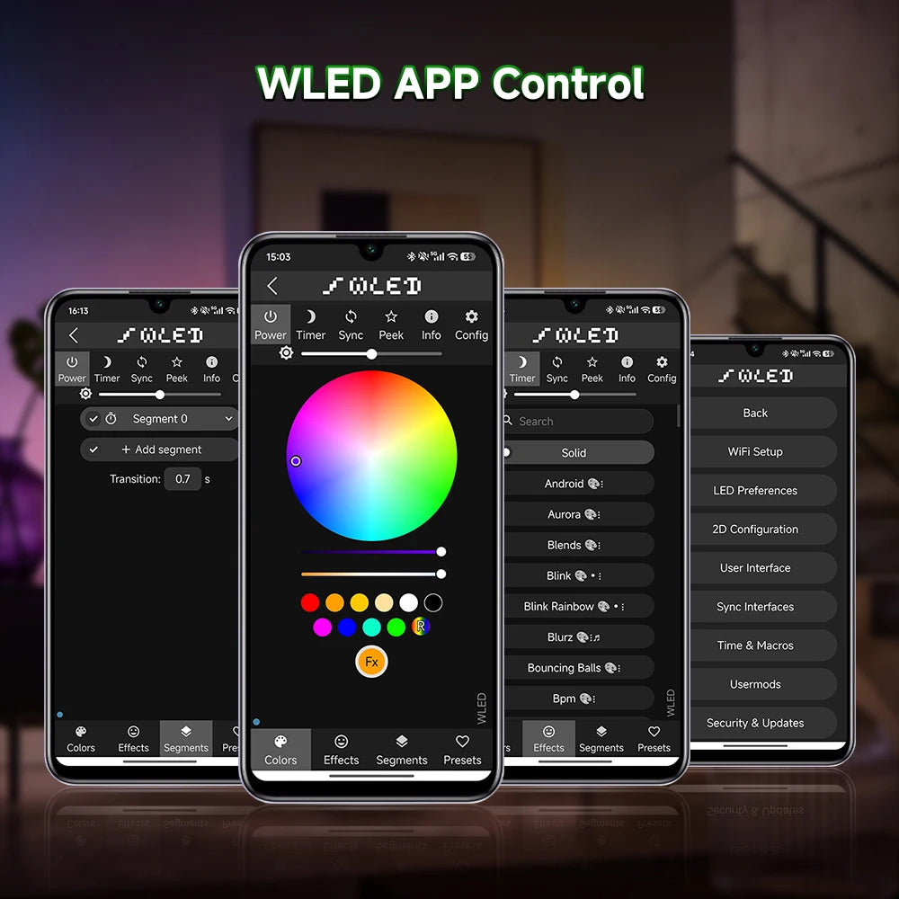 SP805E ESP32 WLED Controller WiFi Music LED Controller for Addressable WS2811 WS2812 WS2814 WS2815 SK6812 PWM CCT RGB Cob Strips