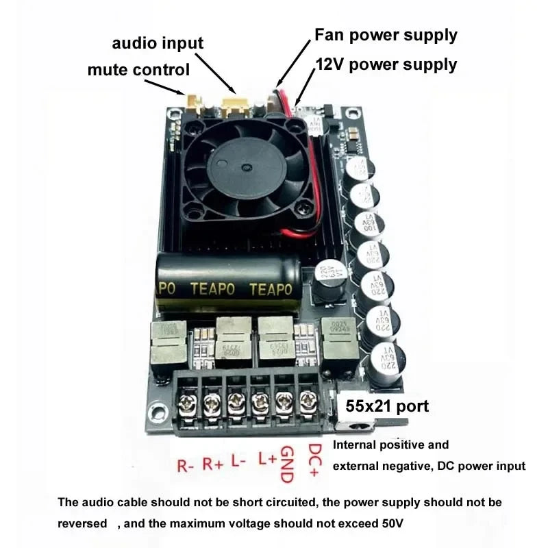 New TPA3255 High-power 300W + 300W  Stereo HIFI Digital Amplifier Board With 48V 600W Power Supply