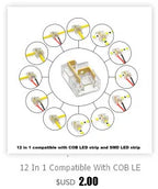 12 In 1 Compatible With COB LED Strip And SMD LED Light Strip Multifunctional Wire Connectors 2 Pin For 8mm 10mm Terminal Blocks