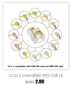 12 In 1 Compatible With COB LED Strip And SMD LED Light Strip Multifunctional Wire Connectors 2 Pin For 8mm 10mm Terminal Blocks