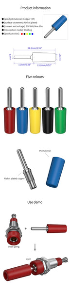 JZDZ 10 Pcs  2mm Banana Plug Welded Type Pure Copper Needle J.10001