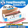 100pcs 1W Zener Diode 3V~47V 3.3V 4.7V 5.1V 7.5V 9.1V 10V 12V 15V 18V 20V 24V 33V 36V 39V 43V 1N4733A 1N4728A 1N4747A 1N4742A