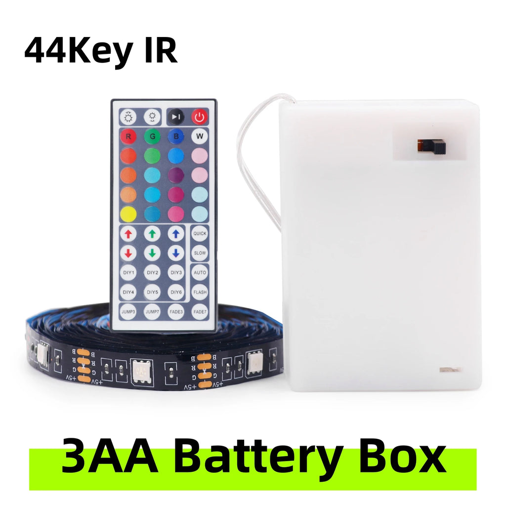 3AA Battery Powered LED Strip Lights 5050 RGB 1M 2M 3M 4M 5M Adhesive Tape Ribbon Lights Bluetooth TV Backlight Background Light