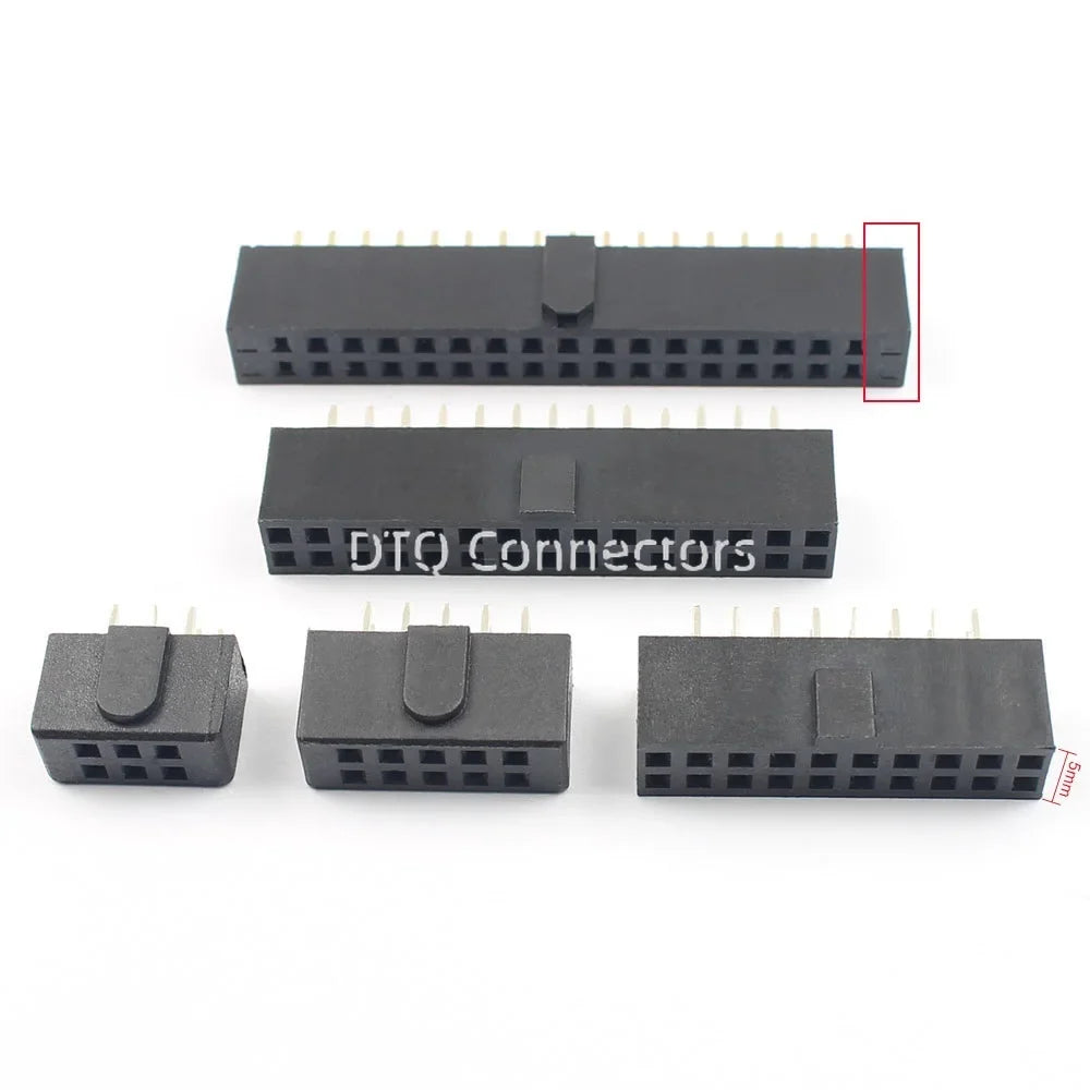 10pcs 2.54mm Pitch Female Header Strip 6/10/14/16/20/26/34/40/50 Pin Dual Straight DIP Polarizing Key Connector 6P 10P 40P 50P
