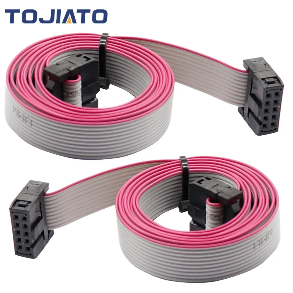 2pcs 10/20/30/50/100cm 10Pin Flat Ribbon Cable 2.54mm Pitch 2 Row Female to Female Wires IDC Ribbon 3D Printer Display Connector