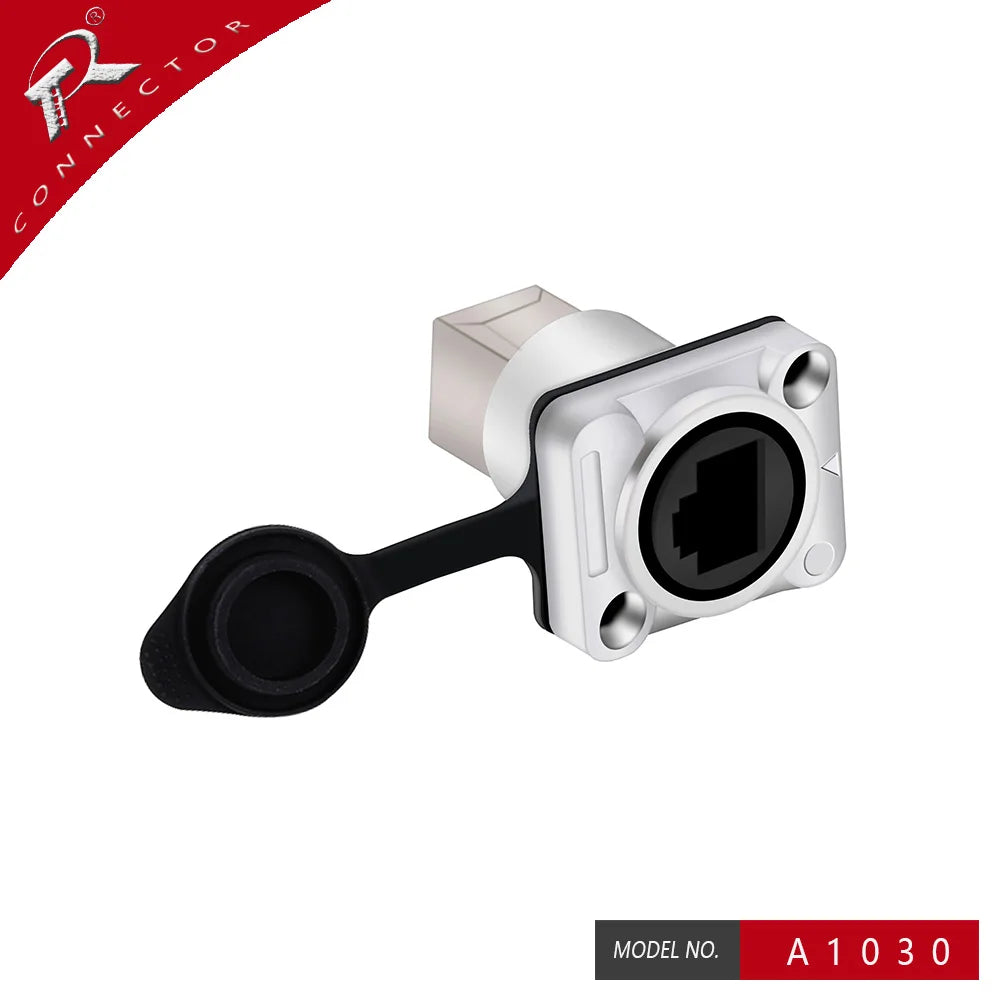 10pcs Waterproof D type RJ45 Connector Female to Female Socket Metal Shell Chassis Panel Mount Network Ethernet RJ45 Adapter