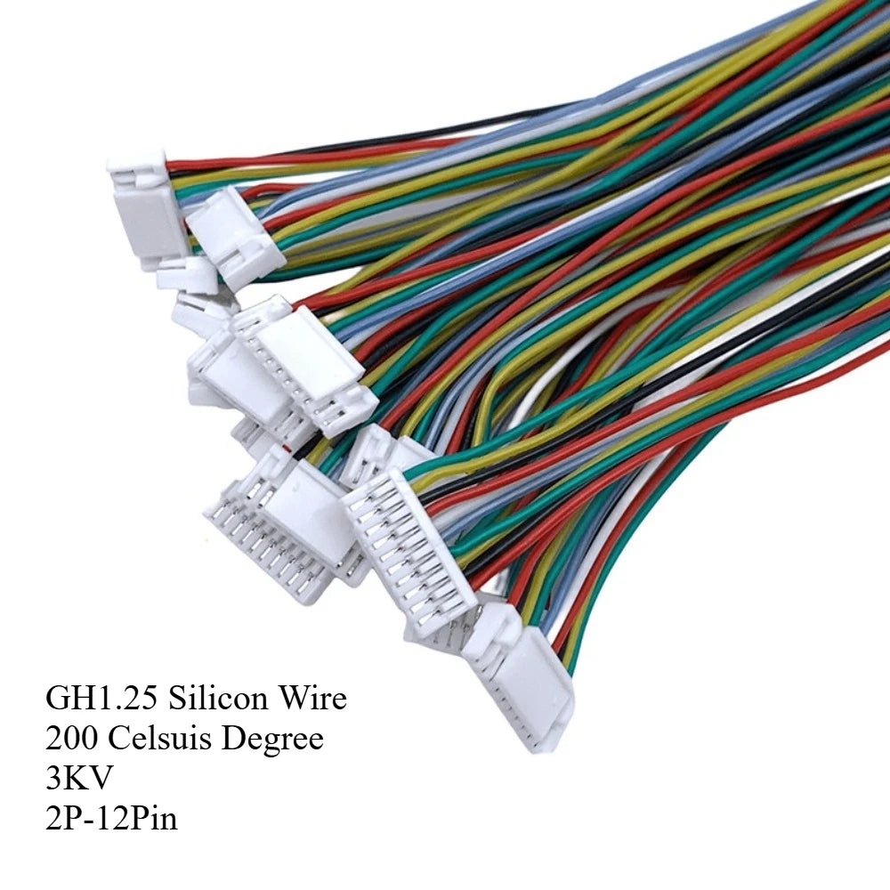 10pcs Micro GH1.25 Silicon/PVC 2P 3P 4P 5P 6pin wt Latch 20cm Single End Male Plug Housing Termianl Wire Cable Connector