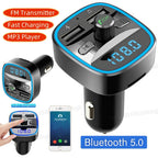 Car Adapter Bluetooth 5.0 Dual USB Port Safe Charging Hands-free Calling Fast Charging FM Transmitter Car Accessories