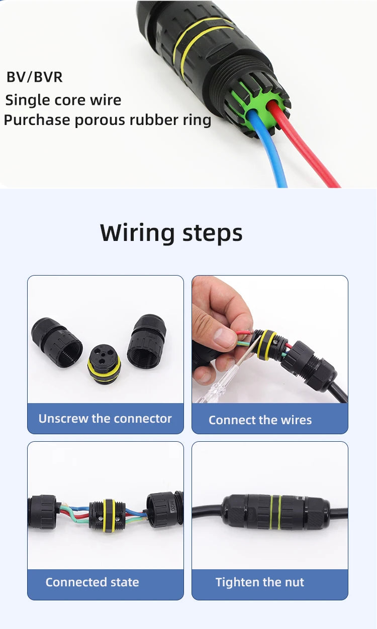 ip68 waterproof connector led connector2/3/4/5/6Pin Adapter terminal Outdoor rain proof of electric wireNo welding for screws