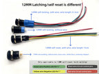 12/16/19/22MM black metal switch button self-locking latching reset power button start stop car motorcycle 6/12/24/220V on off