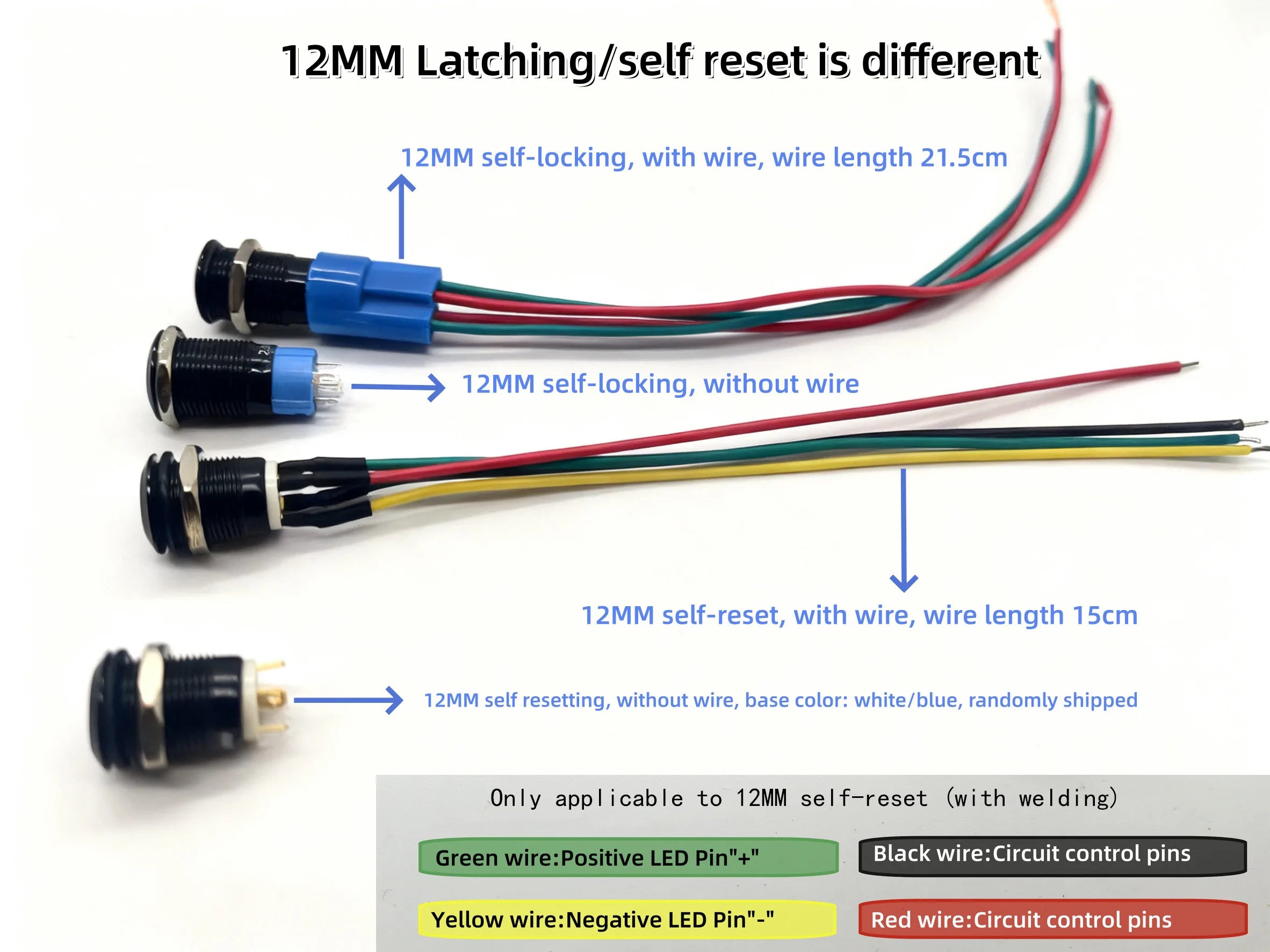 12/16/19/22MM black metal switch button self-locking latching reset power button start stop car motorcycle 6/12/24/220V on off
