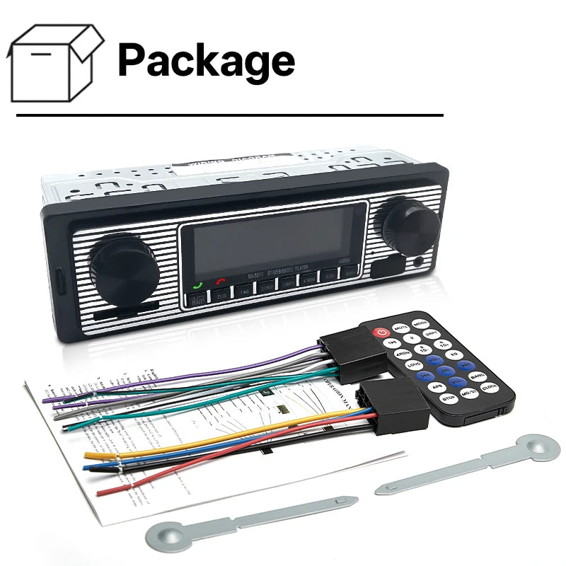 Hippcron Car Radio 1 Din Car MP3 Stereo Audio Player Bluetooth FM Receiver Support AUX/USB 12V Universal