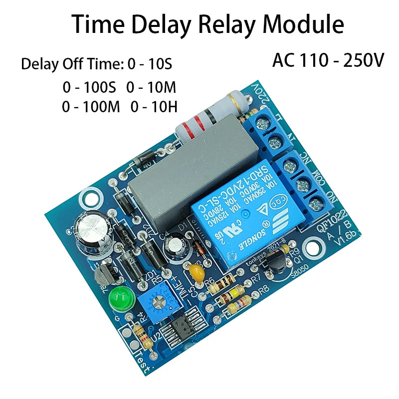 AC 110V 220V 240V Time Delay Relay Module Adjustatle 10S 100S 10M 100M 10H Delay Timer Close Switch, NC NO Relay Switch Module