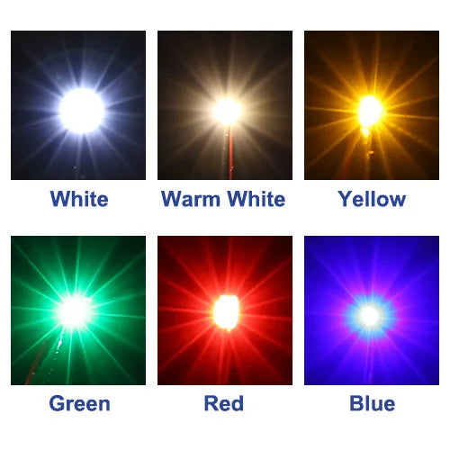 Evemodel 10pcs Pre-wired 0402 0603 0805 SMD LED Lights 50cm Wire with Resistor for 12V AC DC Bright Warm Red Blue Green Yellow