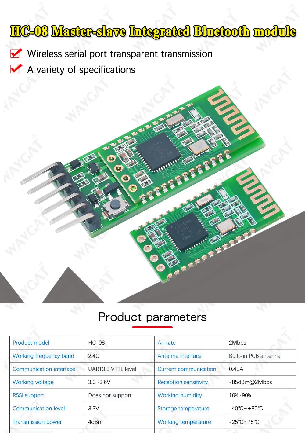 HC-05 HC-06 RF Wireless Bluetooth Transceiver Slave Module HC-08 Serial Port Module Wireless 4.0 HC-42 BLE 5.0 Bluetooth module