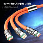 1.2m 2m 3 in 1 Fast Charge Cable For iPhone 11 15 16 XS XR iPad Air Samsung S20 S10 Xiaomi Huawei Type C Line Micro USB Wire
