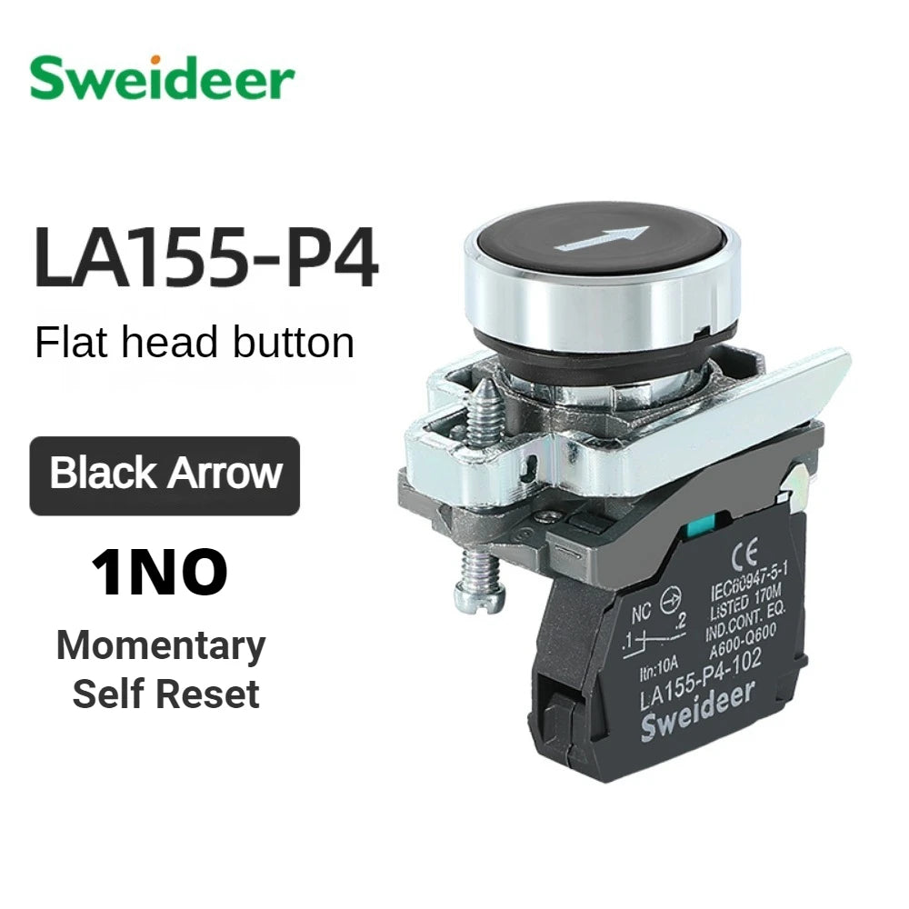 XB4 Button Switch Momentary Self Reset Flat High Head 22mm Power Push Button Switch with Light XB4-BA42 BA31 BA51 10A NC/NO Red