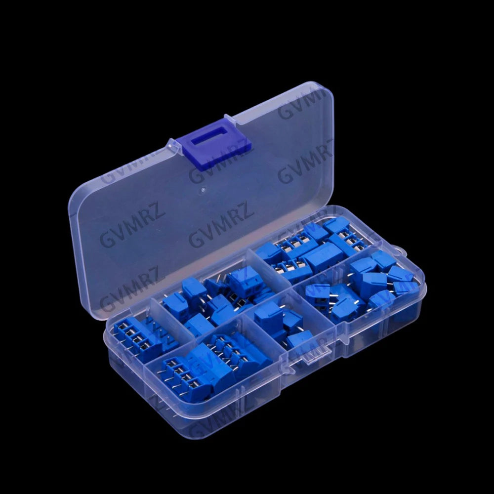 50PCS 2P-4P 5.0MM KF301 2P 3P 4P terminal blocks PCB splicing plug Blue KF301-2P KF301-3P KF301-4P