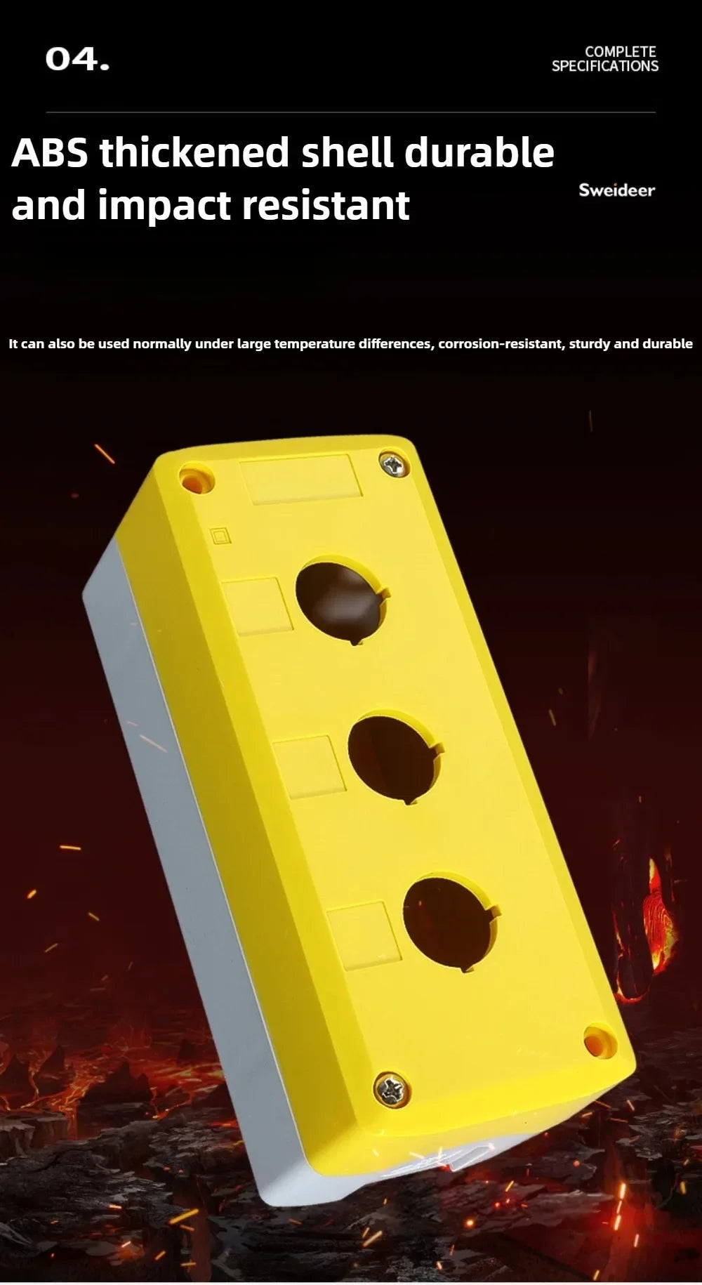 1/2/3/4/5 Hole Button Switch Control Box Button Emergency Stop Dustproof Waterproof IP65 Button Thickened Yellow Gray