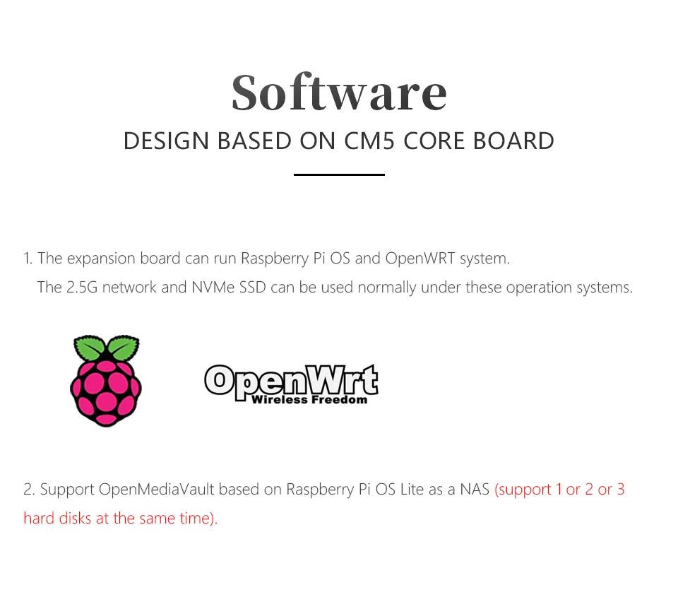 Raspberry Pi CM5_NAS_M.2 board,3* NVME ssd, M.2 support 22110 2280 2242,2.5Gbps ETH and GIGA ethernet, OpenMediaVault,4*PCIE