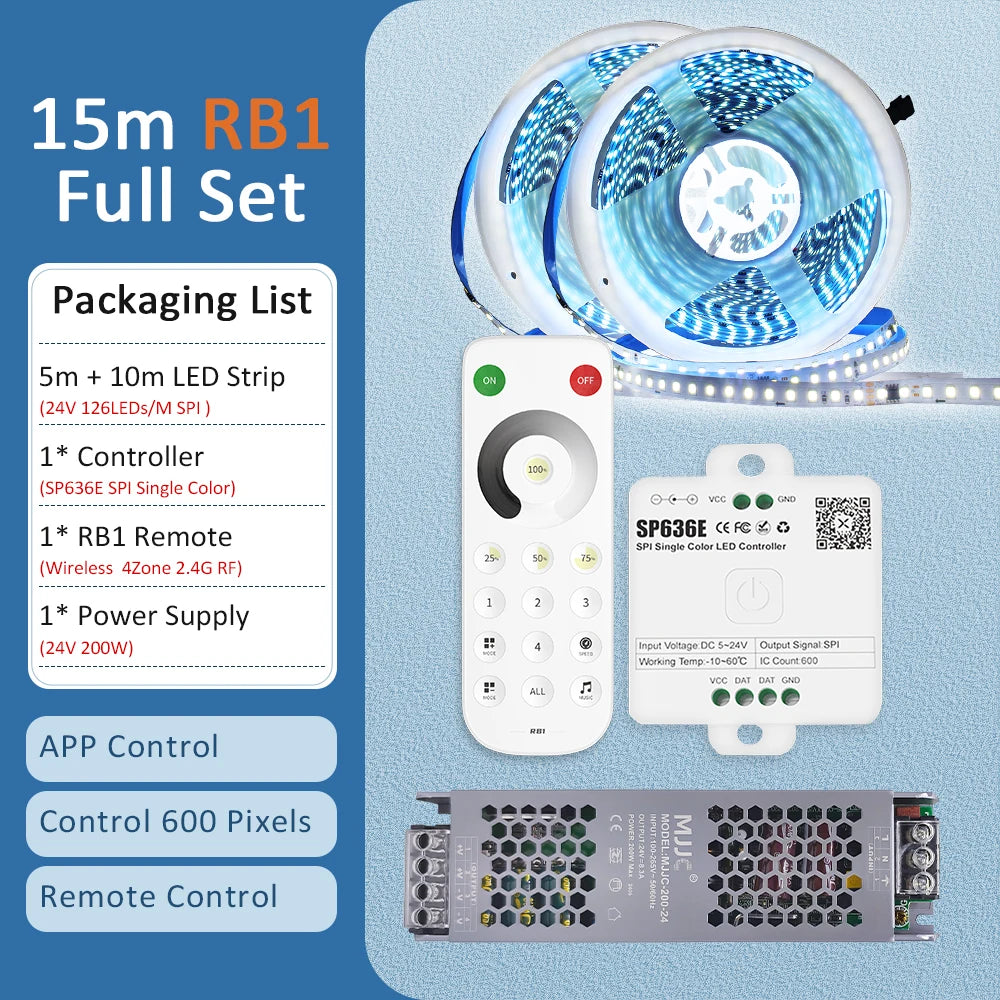 Sequential Led Strip 24v 10M 15M 20M 2835 WS2811 Horse Running LED Ribbon Flowing Water Tape Light with SP636E RF APP Controller