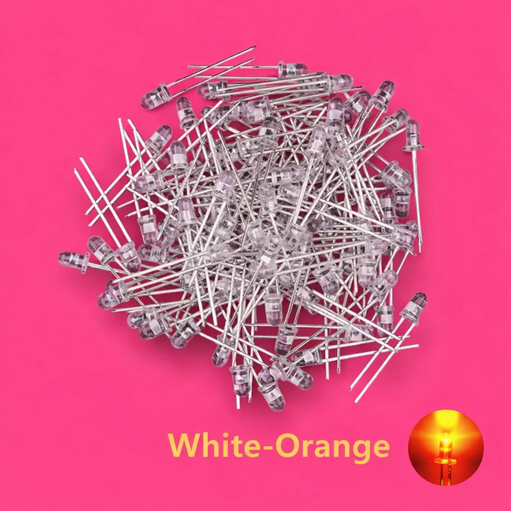 SAMIROB 60/100Pcs 3mm LED Diode Kit F3 Schottky Assorted Diode Red White Green Blue Yellow Orange Pink Purple Warm White for DIY