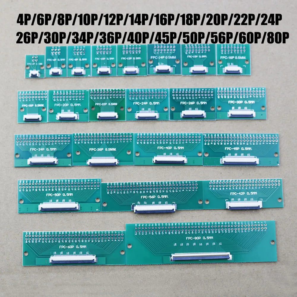 1pcs FPC/FFC Welding 0.5 Seat Connection 0.5mm Pitch Connector SMT To 2.54mm Flexible Cable Adapter Board 6 8 10 20 50 60 80 Pin