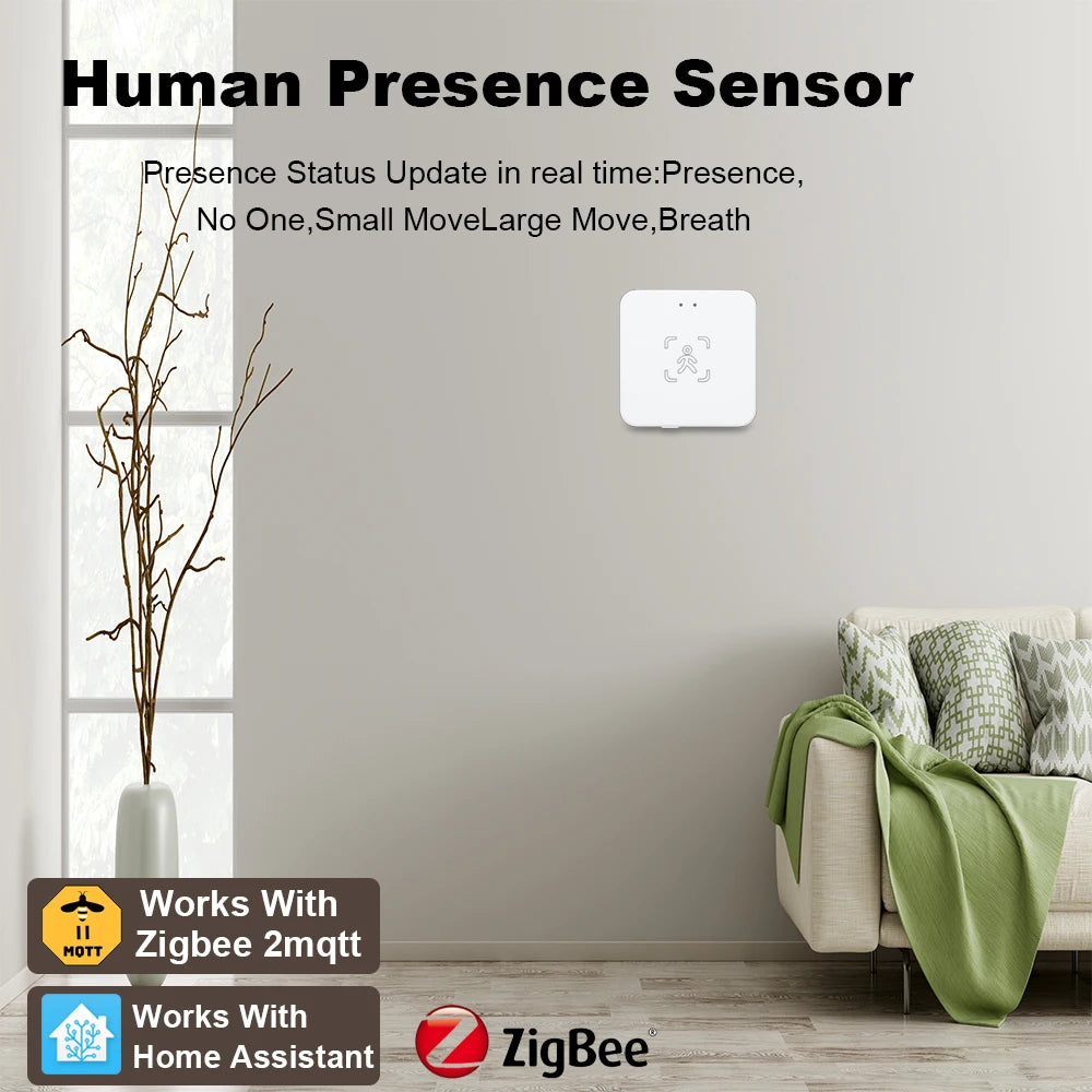 Haozee 24G Zigbee/Wifi Human Presence Detector Smart Human Body PIR Sensor Radar Detector Motion Sensors Support Home Assistant