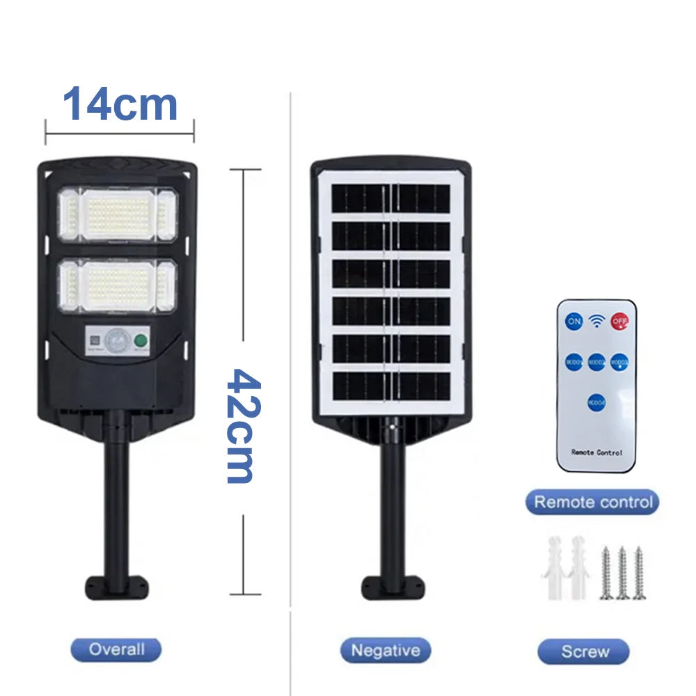 12000W Solar Lights Commercial LED Outdoor Dusk To Dawn Solar Street Lamp Waterproof Backyard Garden Security Lighting IR Sensor