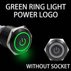 12/16/19/22mm Black shell Push Button Switch Metal Waterproof Latching Momentary LED Light Car Engine Power Switch Blue Red HUSA