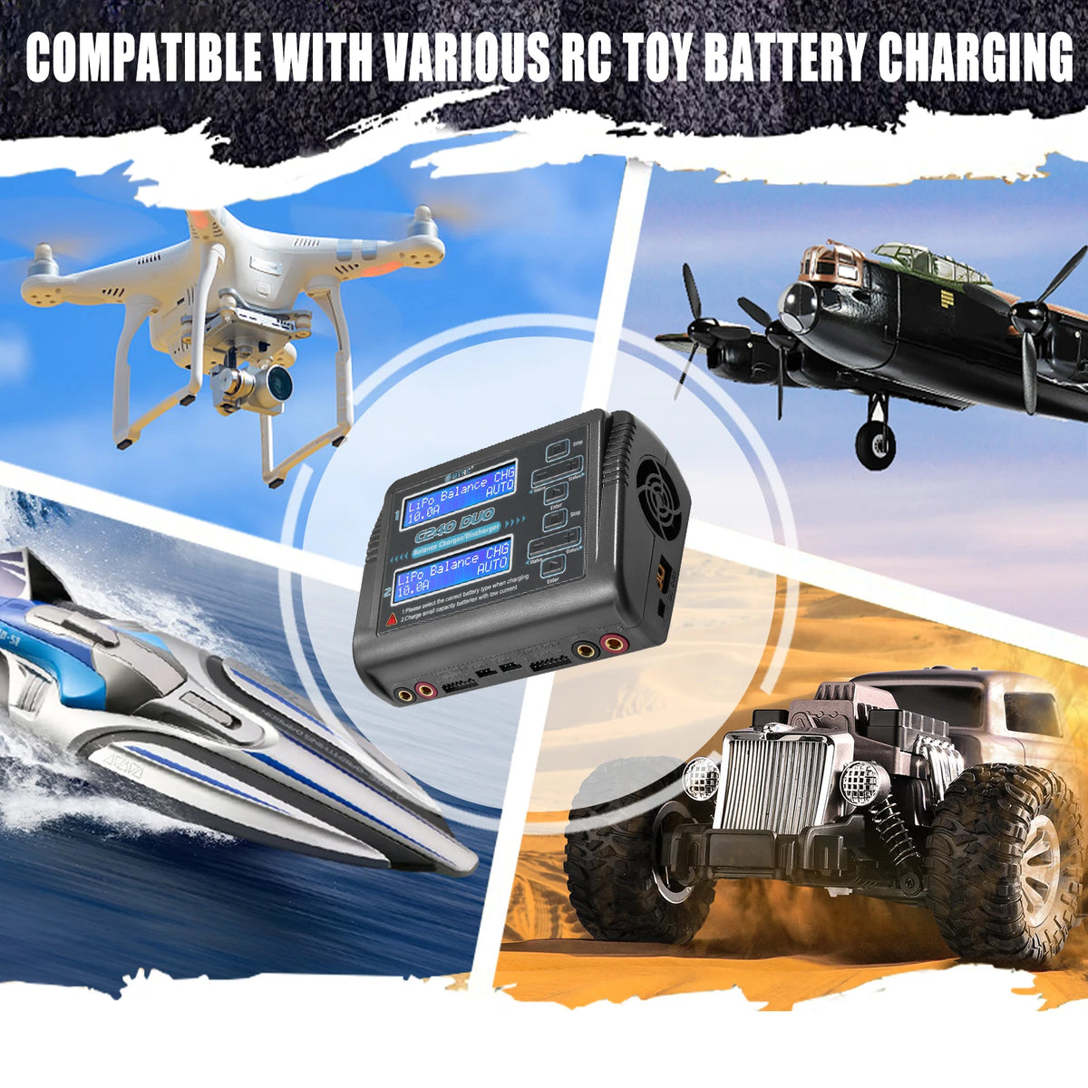 HTRC 400W/240W RC Charger  Dual Channel AC DC Charger Discharger for LiPo LiHV LiFe Lilon NiCd NiMh Pb Battery Balance Charger