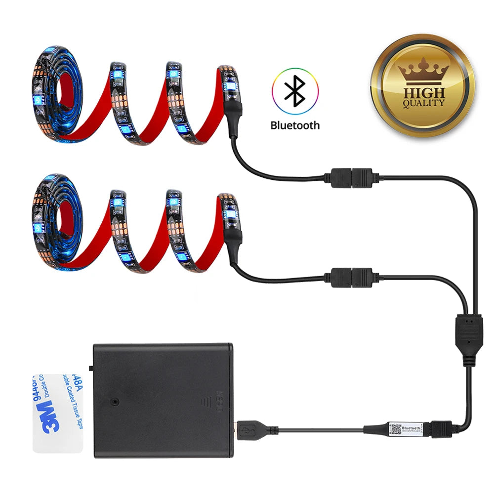 Coolo 5050 RGB LED Strip Lights IP65 Waterproof 2 x 100cm For Bike Electric Scooter Skateboard Motorcycle Taillight Safety Light
