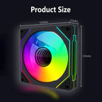 LDPCSJ PRISM 4 PRO 120mm PC Case Fan Equipped with ARGB Controller, 4-Pin PWM Silent Cooling Fan,12V 3Pin Addressable ARGB,45.2CFM High Airflow 600-1500RPM Synchronizable RGB Fan for Gaming Desktop Water Cooling Computer Chas