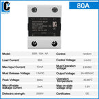 LCTC SSR Random Solid State Relay 10A 25A 40A 60A 80A 100A 120A DC Control AC Single Phase Control 3-6VDC 24-480VAC